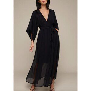 Mixed NWT Black Maxi Dress Black Large Wrap Dress V Neck Half Sleeves Witchy